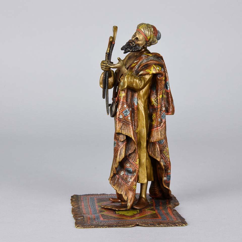 Austrian Cold Painted Bronze 'Arab Arms Dealer' by Franz Bergman In Excellent Condition In London, GB