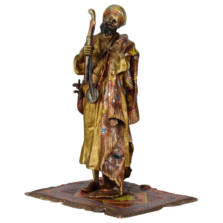Austrian Cold Painted Bronze 
Arab Arms Dealer
 by Franz Bergman