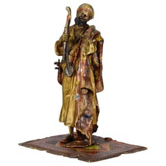 Austrian Cold Painted Bronze 'Arab Arms Dealer' by Franz Bergman