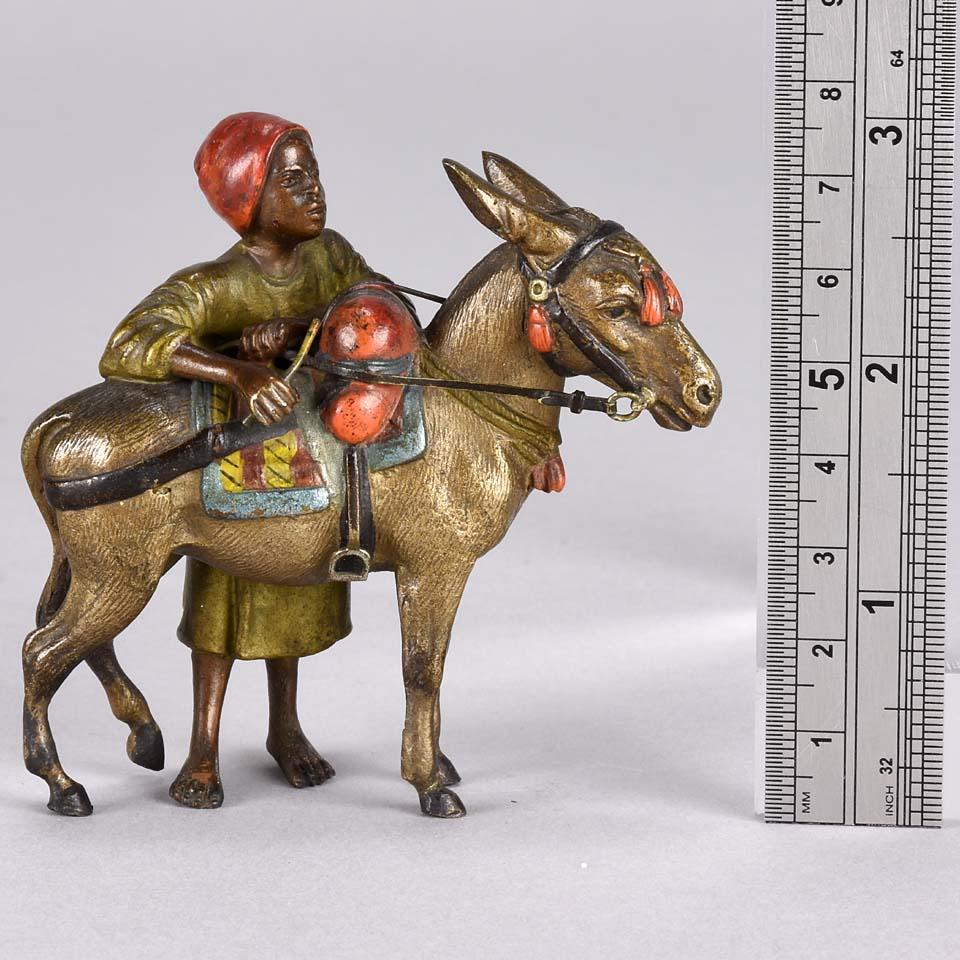 Austrian Cold Painted Bronze 'Arab Boy & Donkey' by Franz Bergman 1