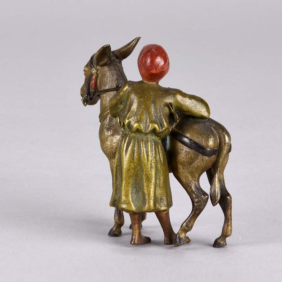 Other Austrian Cold Painted Bronze 'Arab Boy & Donkey' by Franz Bergman