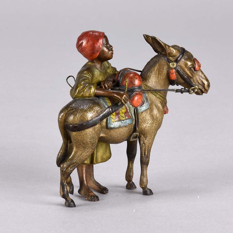 Austrian Cold Painted Bronze 'Arab Boy & Donkey' by Franz Bergman In Excellent Condition In London, GB