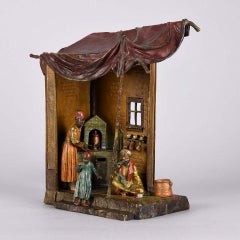 Austrian Cold Painted Bronze 'Arab Coffee Tent Lamp' by Franz Bergman