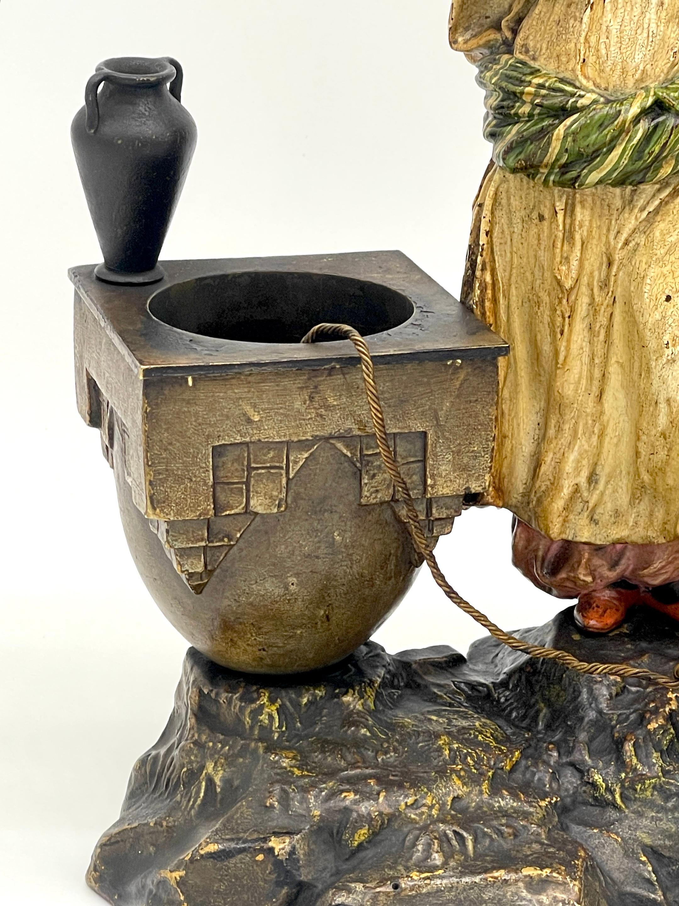 Doncella beduina austriaca de bronce pintado en frío y ayudante en el pozo, Franz Bergman en Bueno estado para la venta en West Palm Beach, FL
