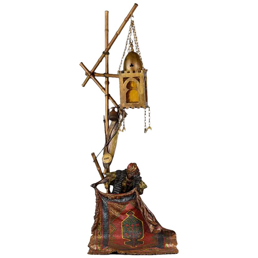 Austrian Cold Painted Bronze 'Carpet Seller Lamp' by Franz Bergman For Sale