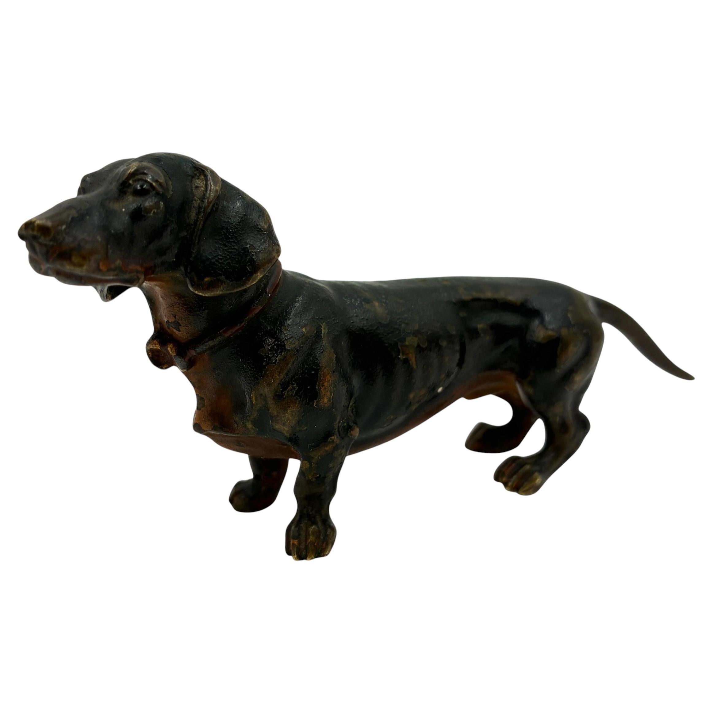Vienna Bronze Dachshund Sculpture, Austrian, Circa 1900