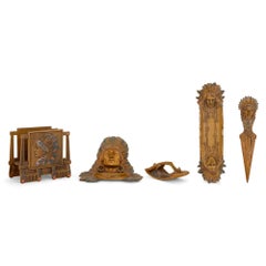 Austrian Cold-Painted Bronze Desk Set of American Interest