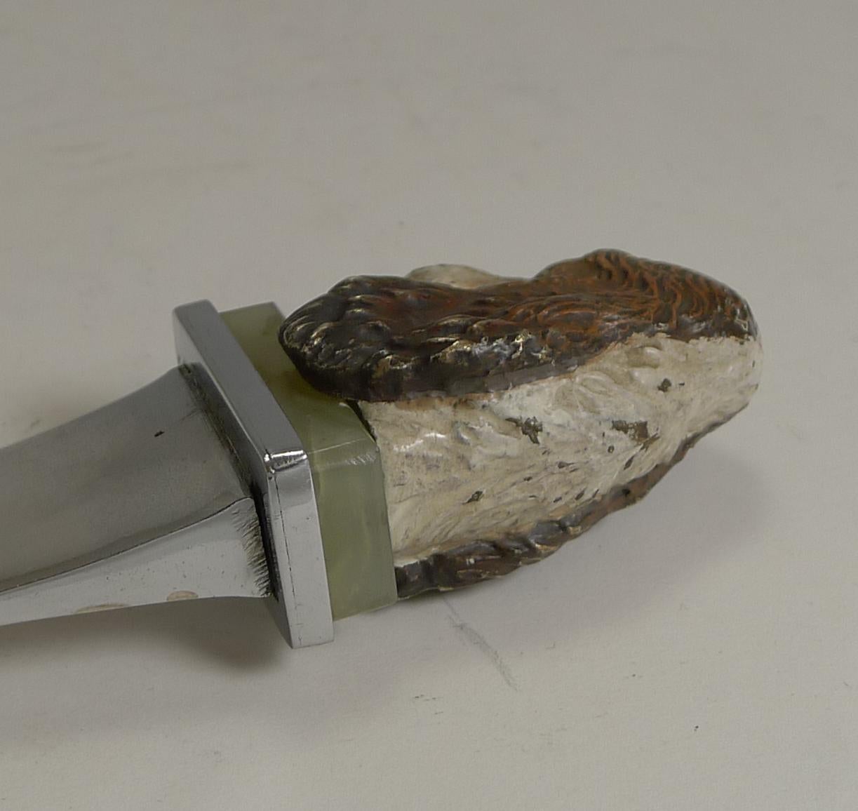 Austrian Cold Painted Bronze Dog/Spaniel Letter Opener, circa 1910 In Good Condition In Bath, GB