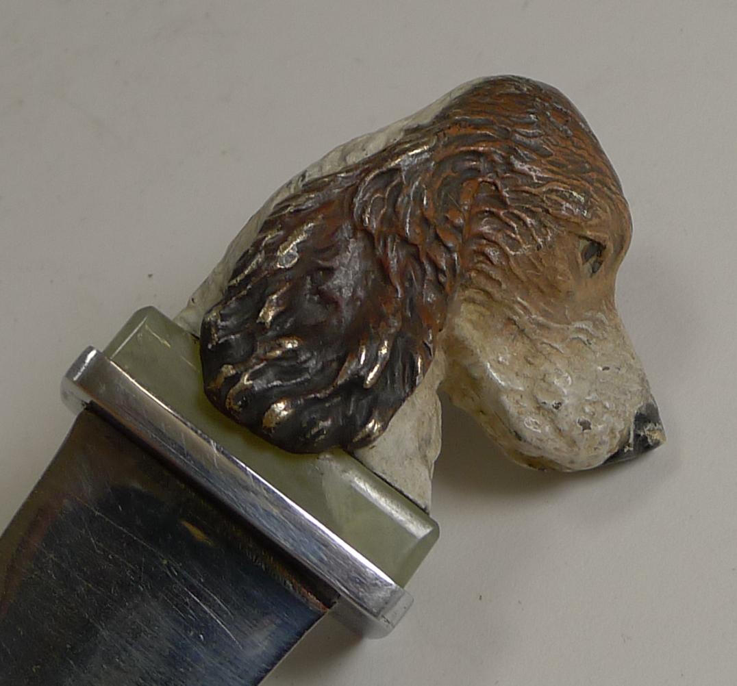 Early 20th Century Austrian Cold Painted Bronze Dog/Spaniel Letter Opener, circa 1910