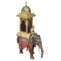 Austrian Cold Painted Bronze Elephant Lamp