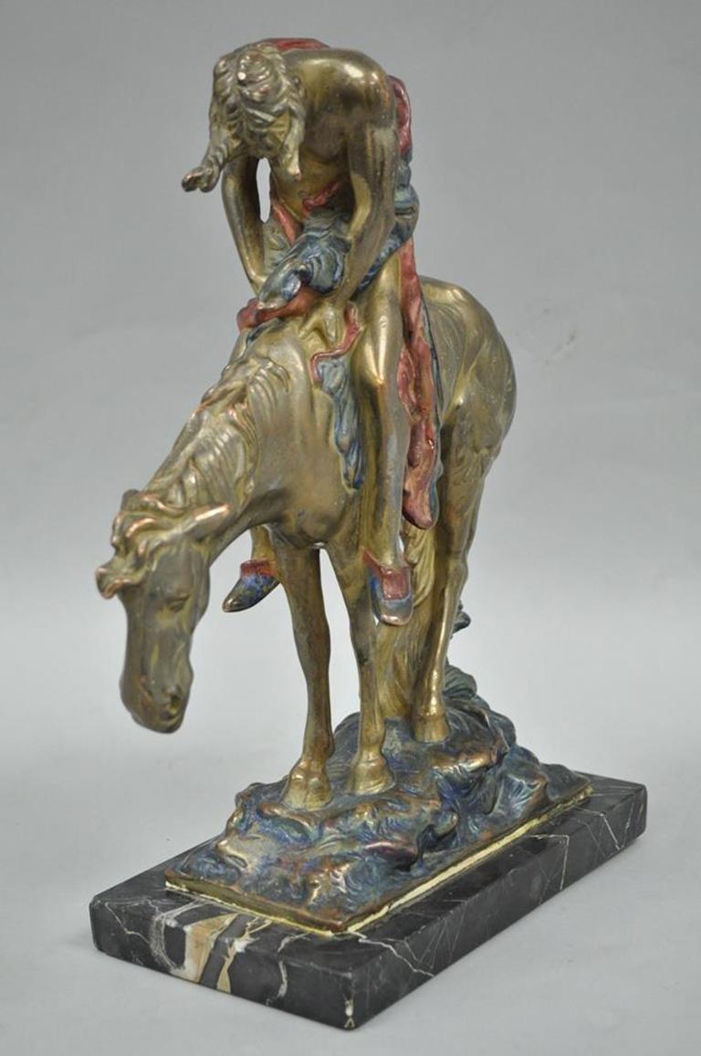 Austrian Cold Painted Bronze End of Trail Statue Sculpture after James Fraser For Sale 3
