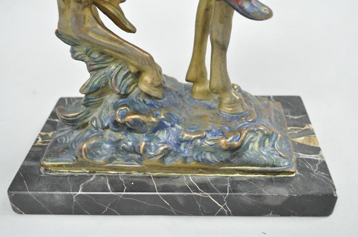 20th Century Austrian Cold Painted Bronze End of Trail Statue Sculpture after James Fraser For Sale