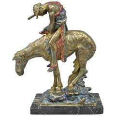 Austrian Cold Painted Bronze End of Trail Statue Sculpture after James Fraser