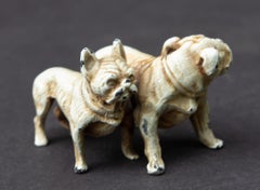 Austrian Cold Painted Bronze English and French Bulldog Antique Dog Figure