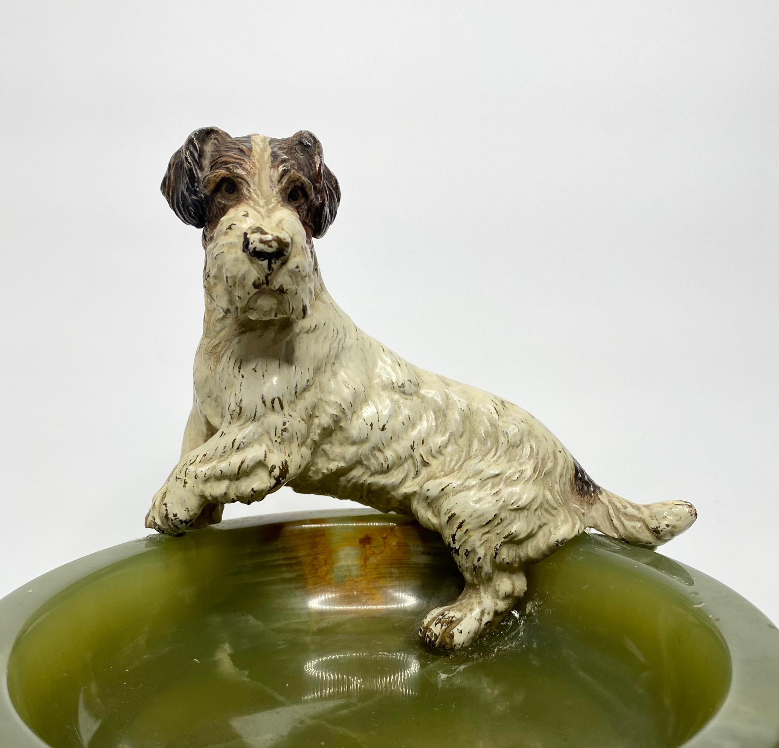 Austrian cold painted bronze Fox Terrier, circa 1900.

£490.00
Austrian cold painted bronze Fox Terrier, c. 1900. A particularly well cast example, with detail such as the eyes well defined. Naturalistically painted in enamels.
He stands upon