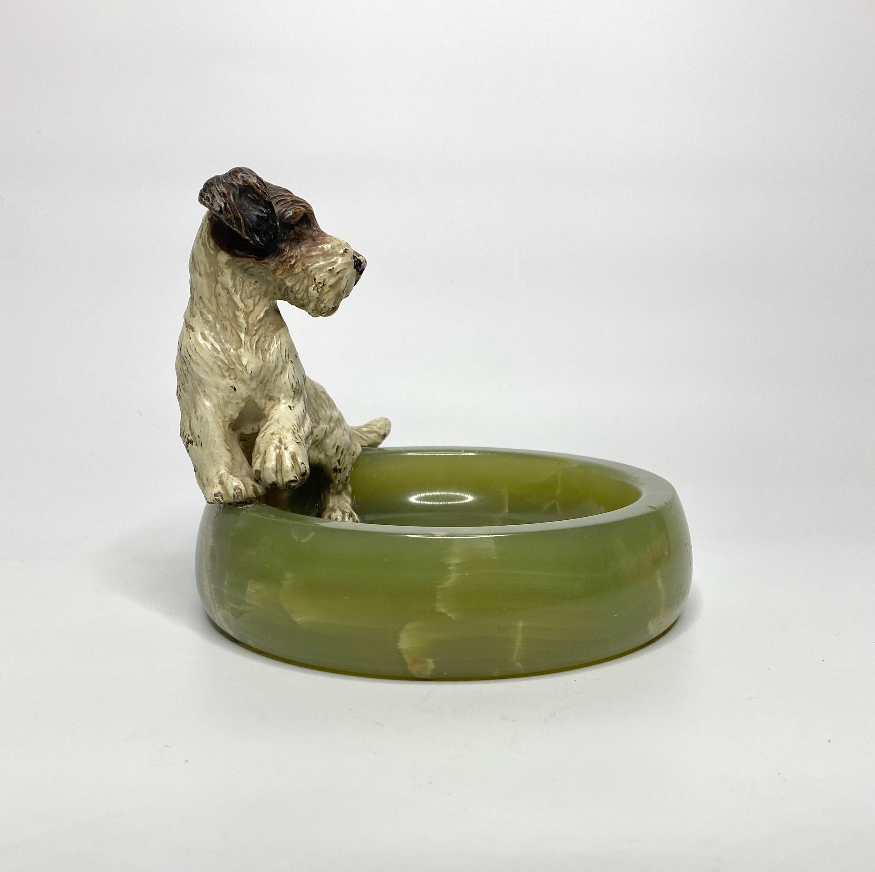 Early 20th Century Austrian Cold Painted Bronze Fox Terrier, circa 1900 For Sale