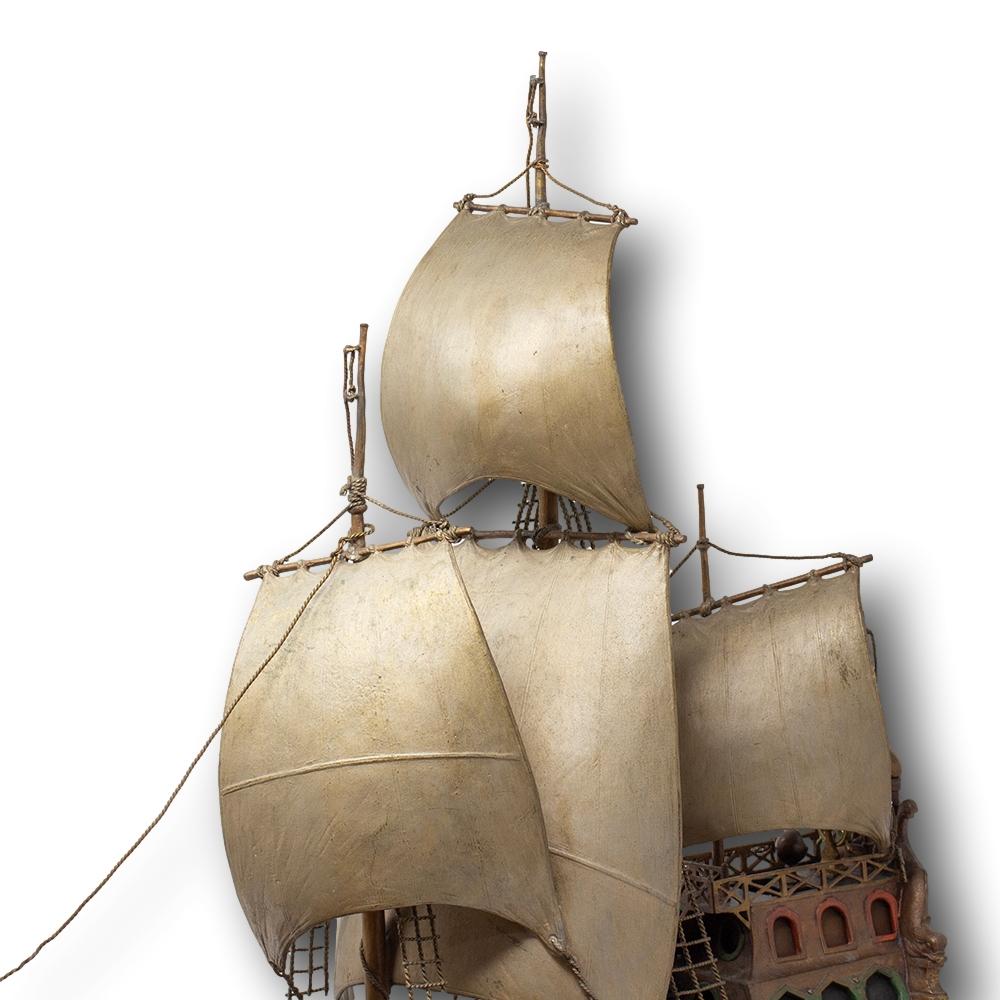 Sculpture autrichienne de Galleon en bronze peint à froid par Franz Xavier Bergman en vente 8