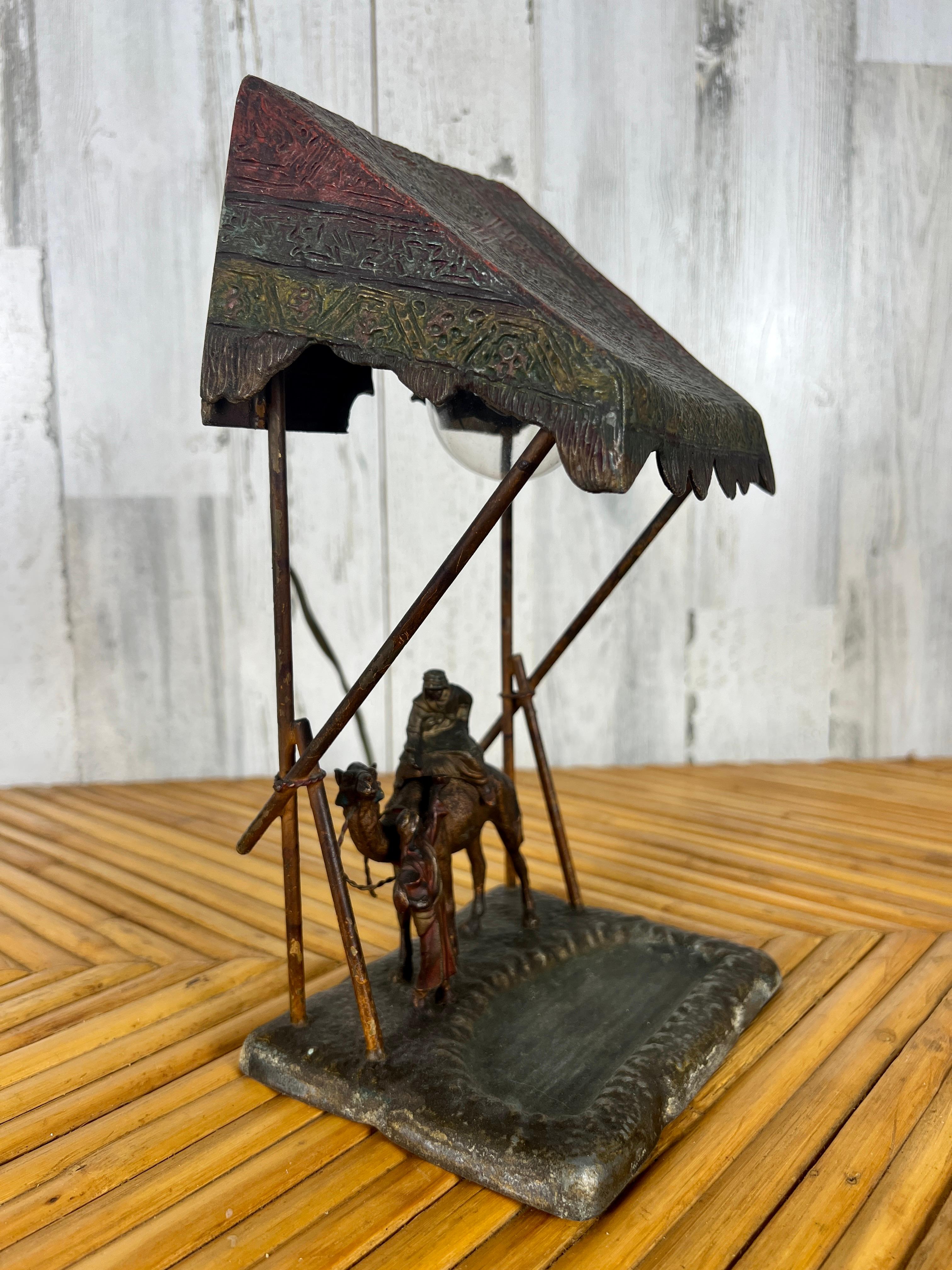 Austrian Cold Painted Bronze Lamp For Sale 6