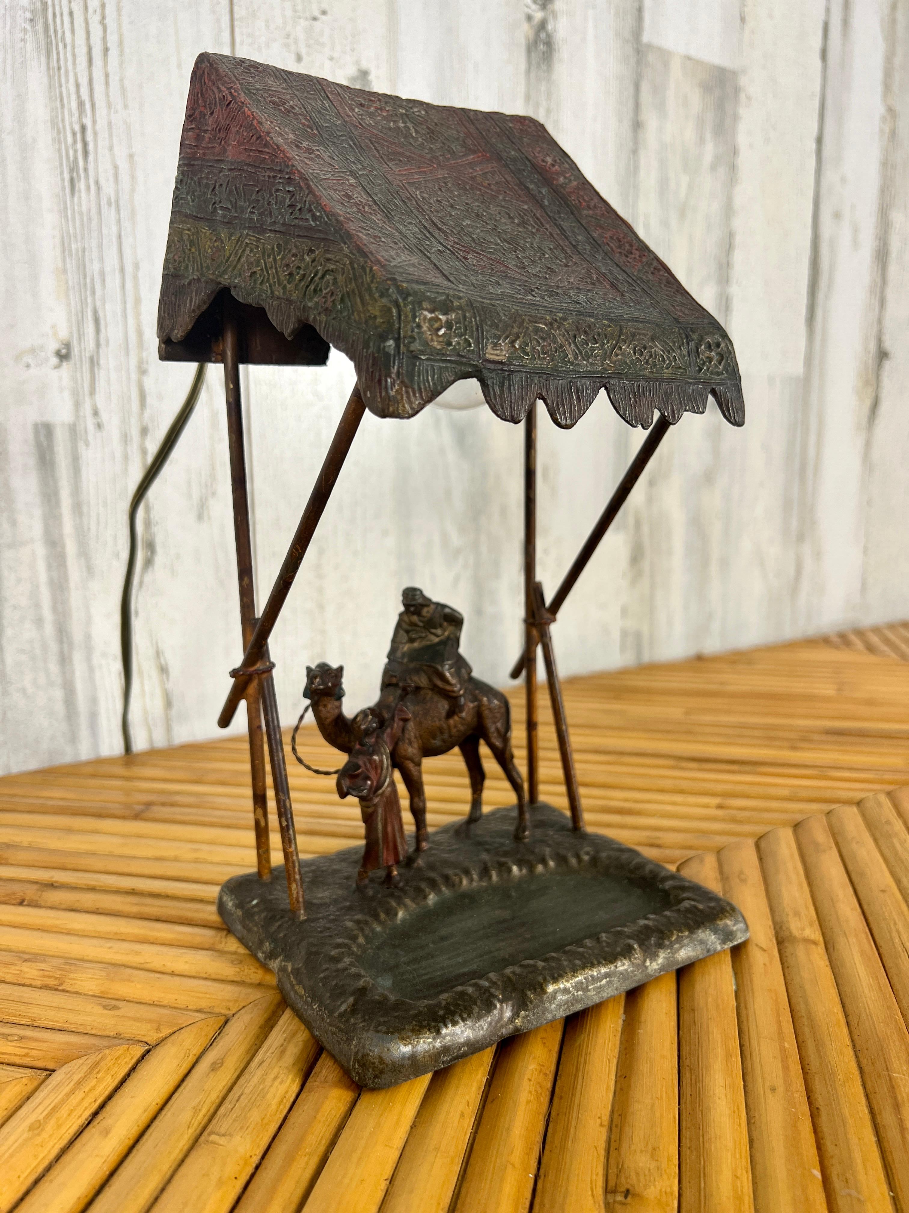 Austrian Cold Painted Bronze Lamp In Good Condition For Sale In Denton, TX