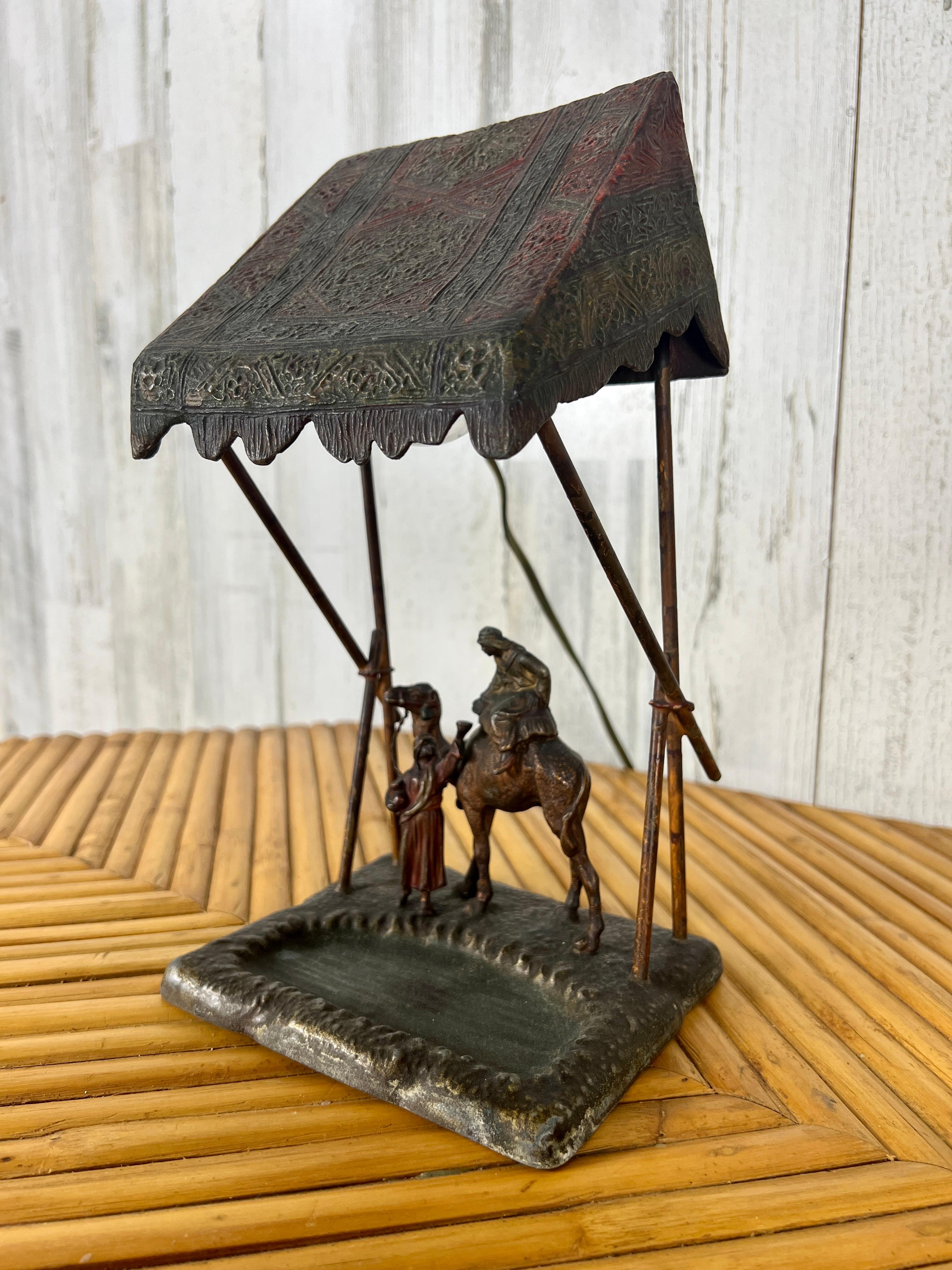 20th Century Austrian Cold Painted Bronze Lamp For Sale