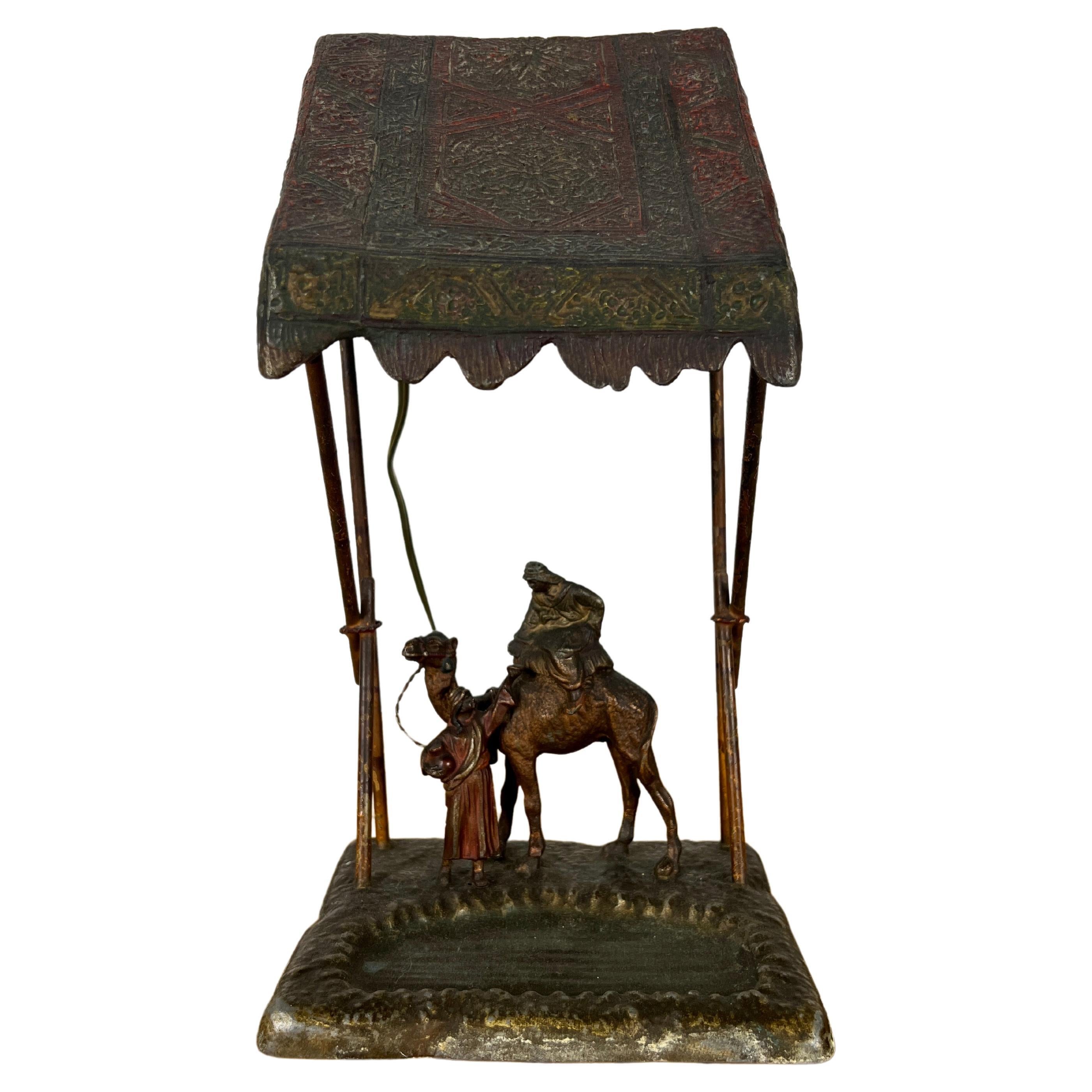 Austrian Cold Painted Bronze Lamp For Sale