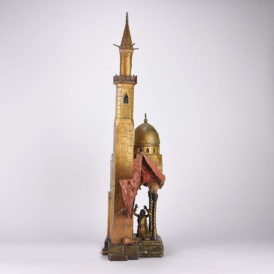 Other Austrian Cold Painted Bronze Minaret Lamp by Franz Bergman For Sale