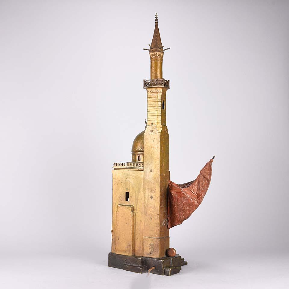 Cast Austrian Cold Painted Bronze Minaret Lamp by Franz Bergman For Sale