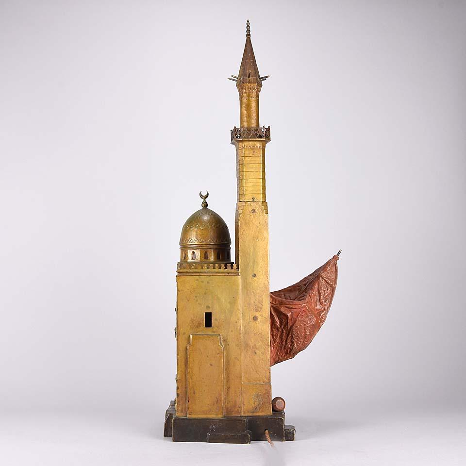 Cast Austrian Cold Painted Bronze Minaret Lamp by Franz Bergman