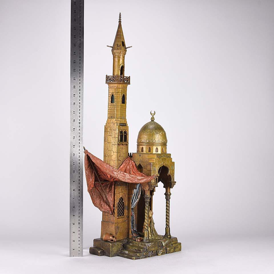 Austrian Cold Painted Bronze Minaret Lamp by Franz Bergman For Sale 3