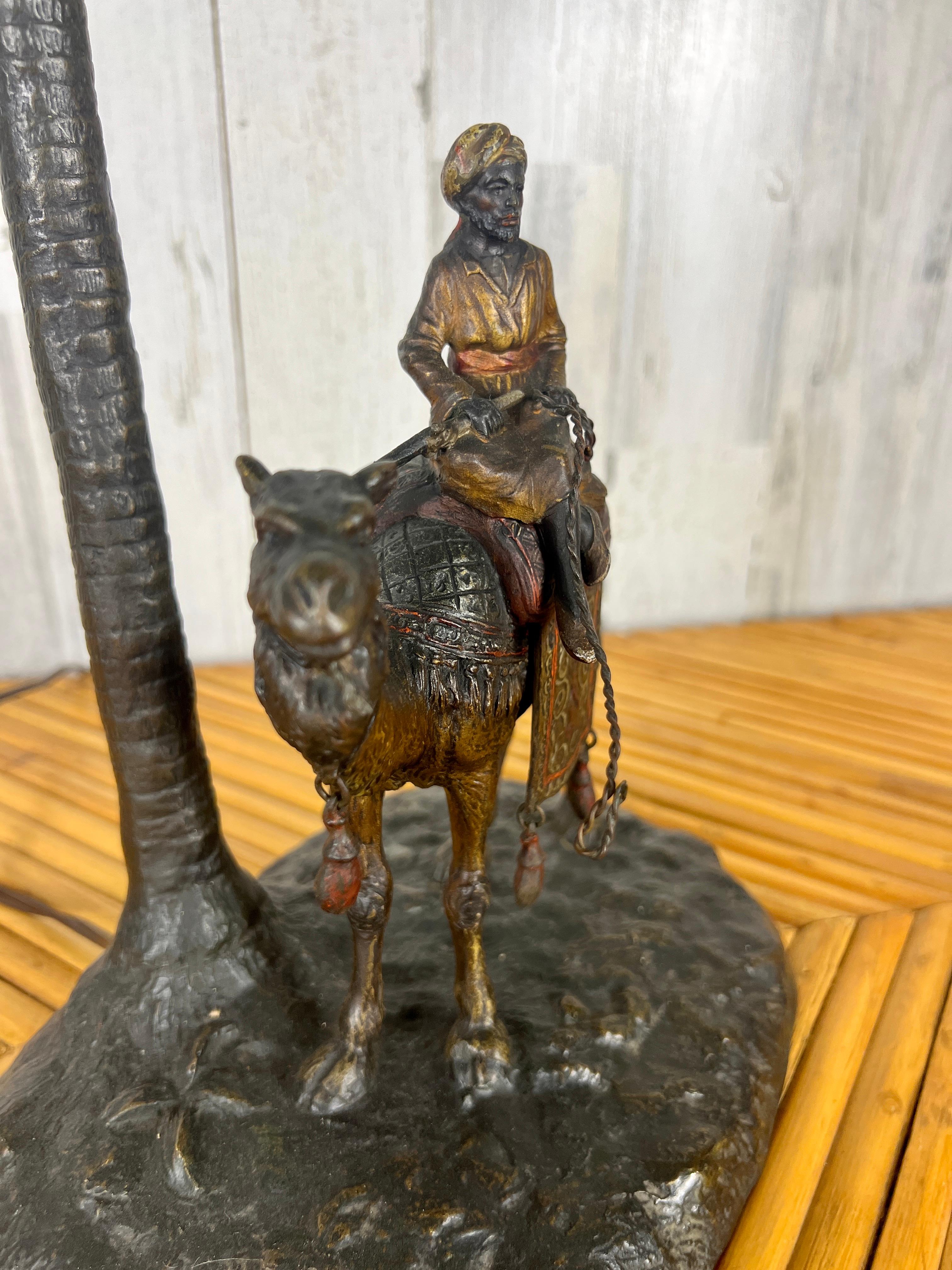 Austrian Cold Painted Bronze Orientalist Lamp Attributed to Bergman For Sale 6