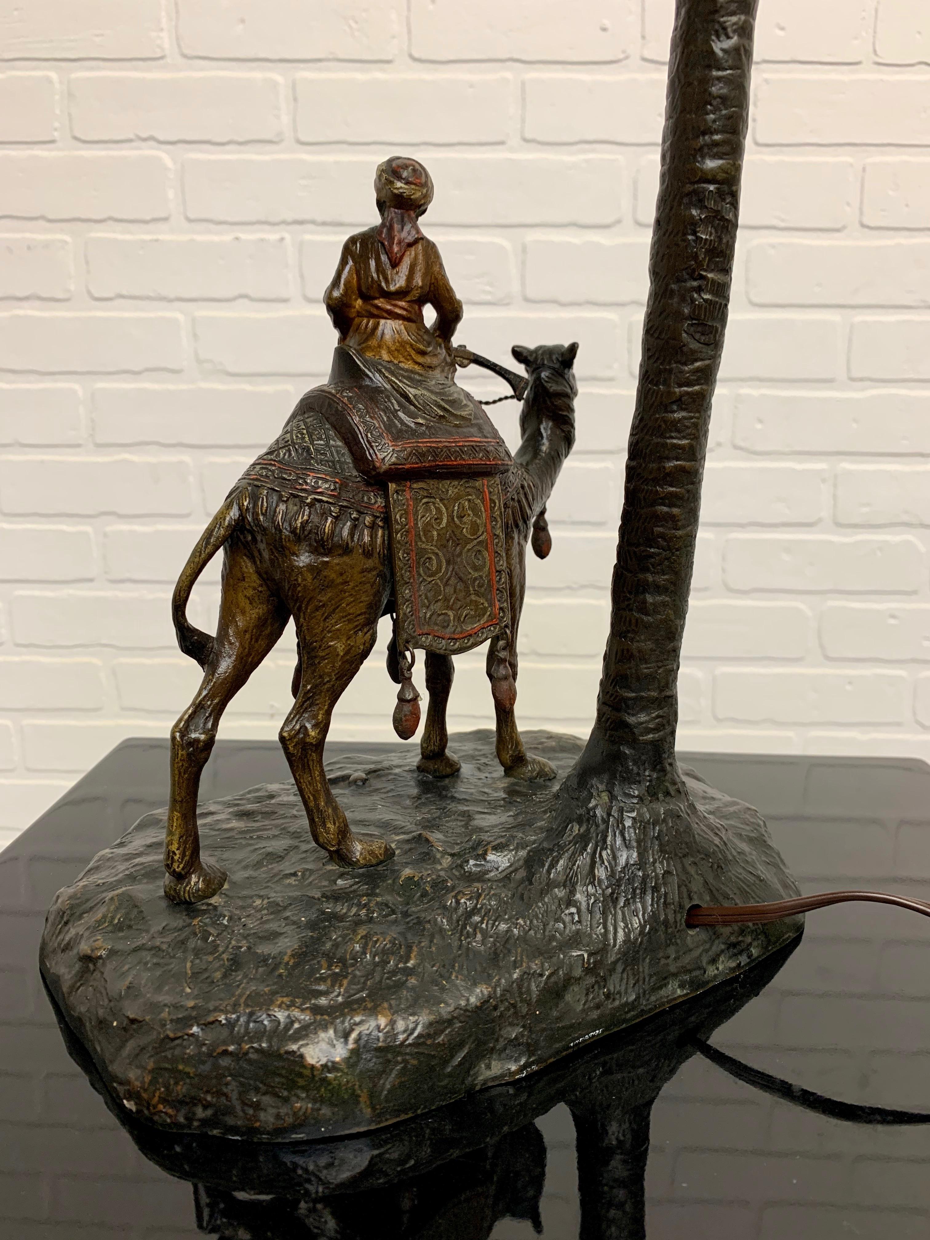 Austrian Cold Painted Bronze Orientalist Lamp Attributed to Bergman 7