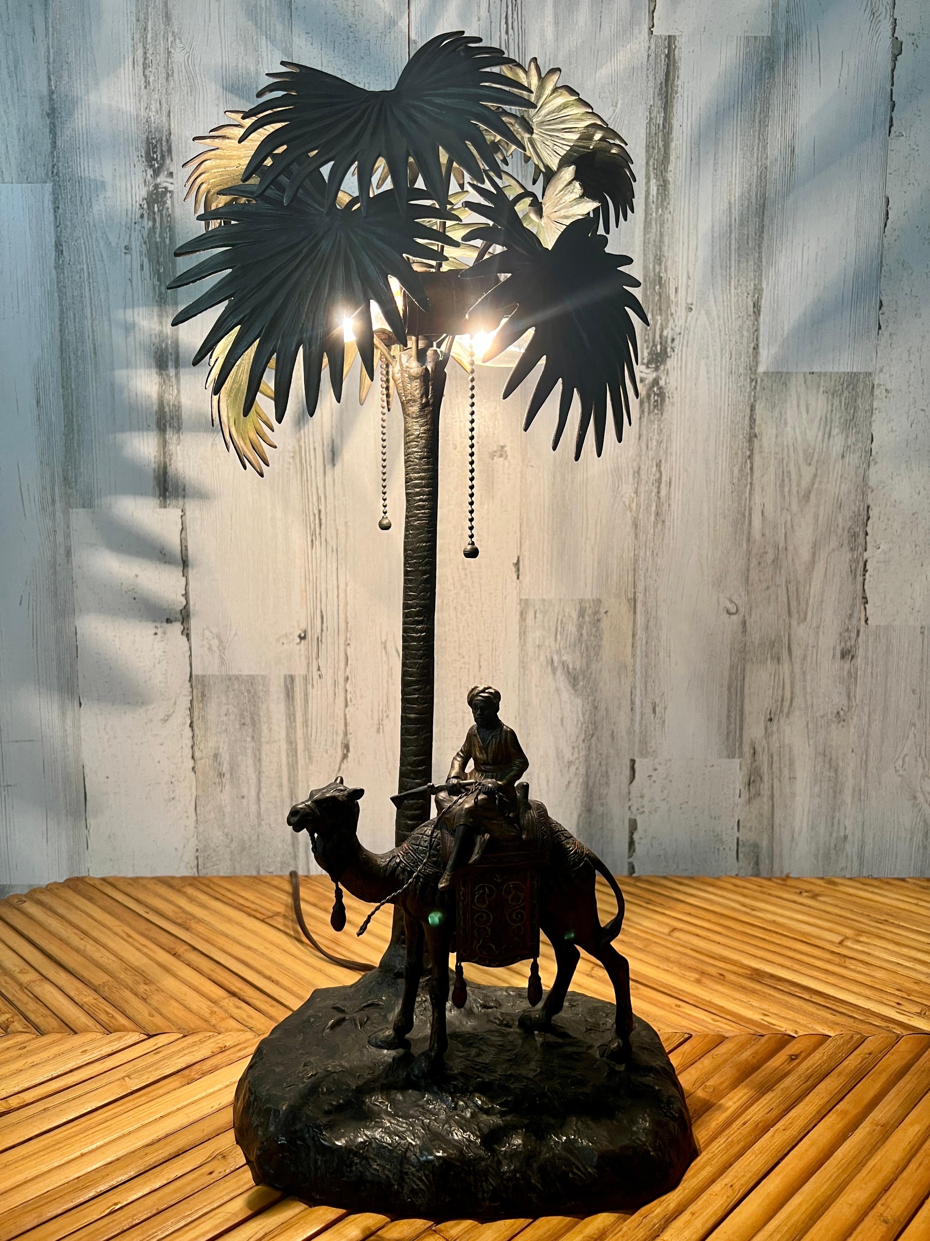 Austrian Cold Painted Bronze Orientalist Lamp Attributed to Bergman For Sale 10