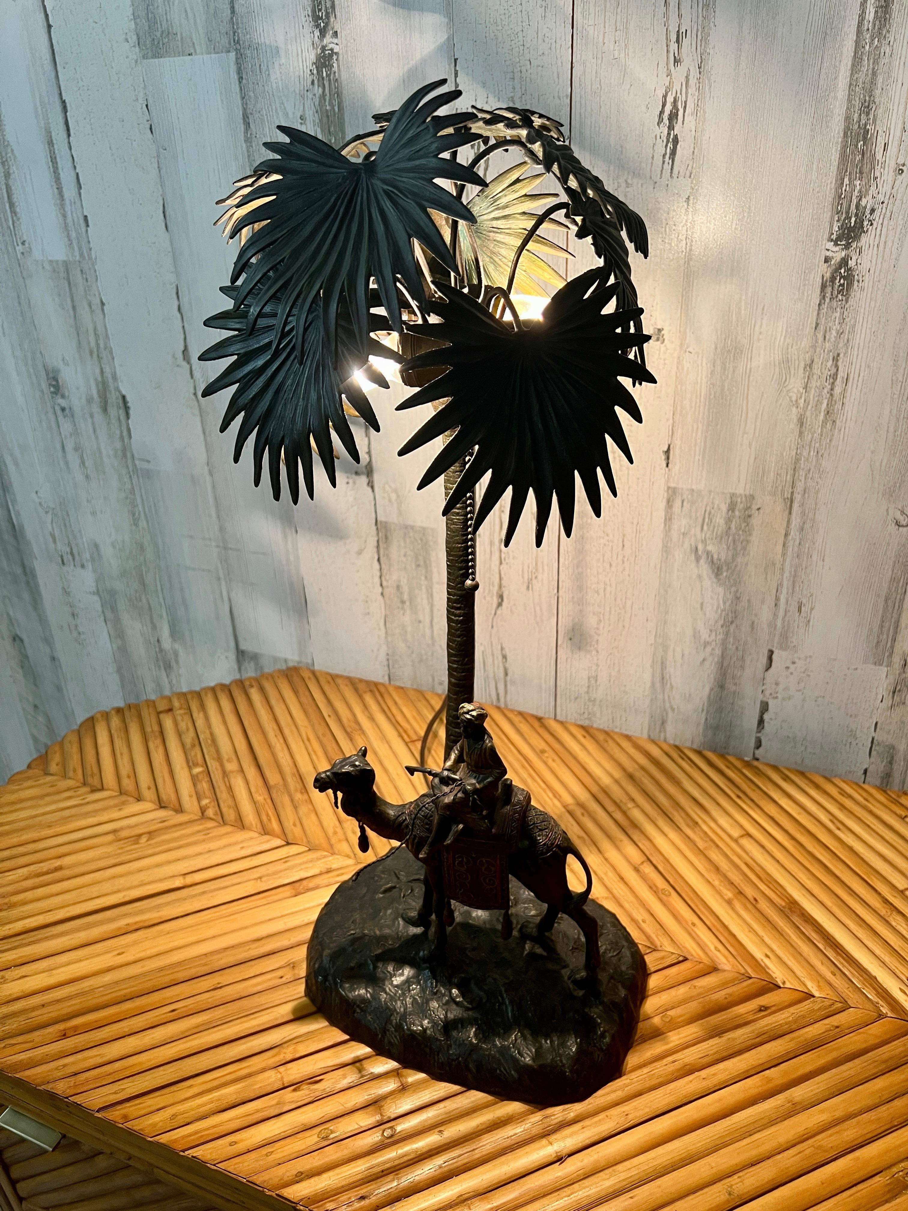 Austrian Cold Painted Bronze Orientalist Lamp Attributed to Bergman For Sale 13