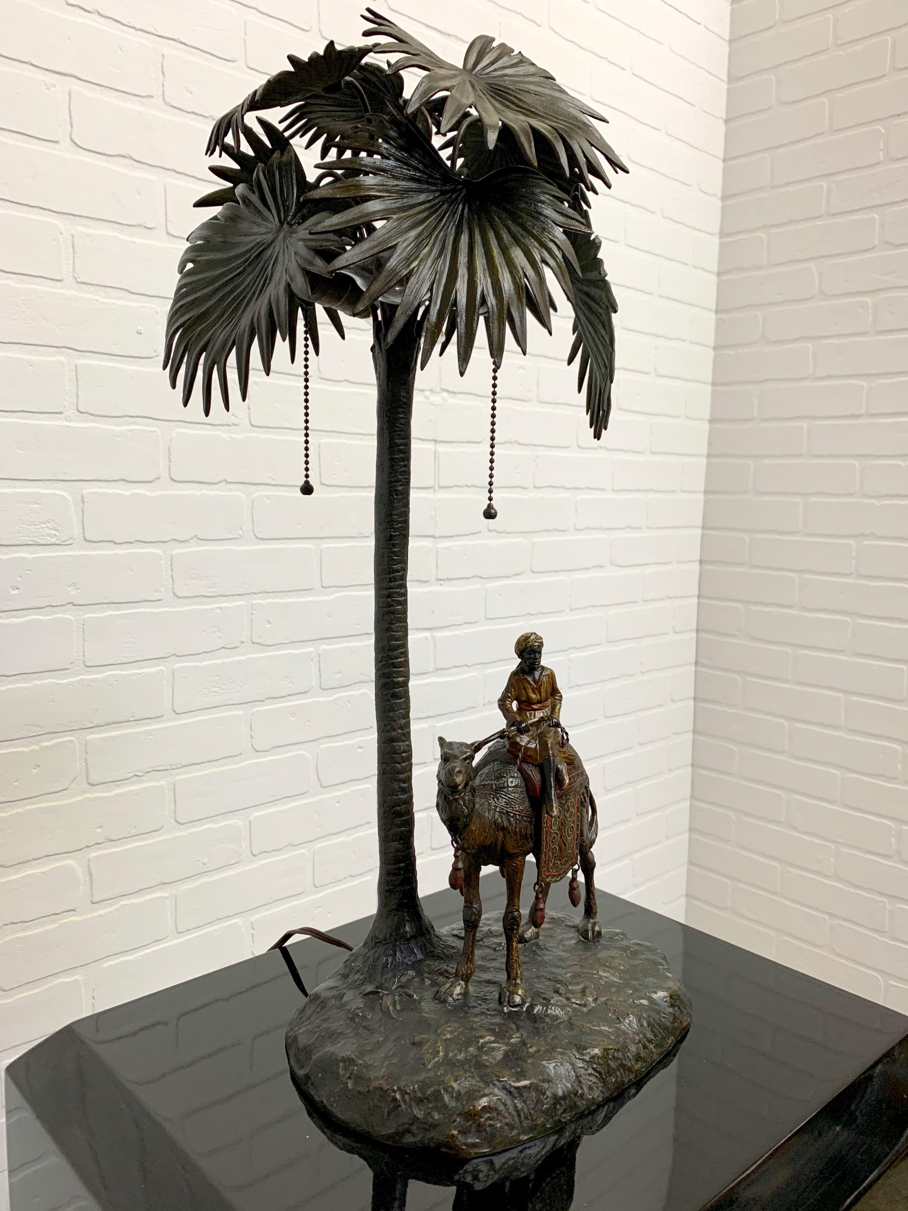 Austrian Cold Painted Bronze Orientalist Lamp Attributed to Bergman 2