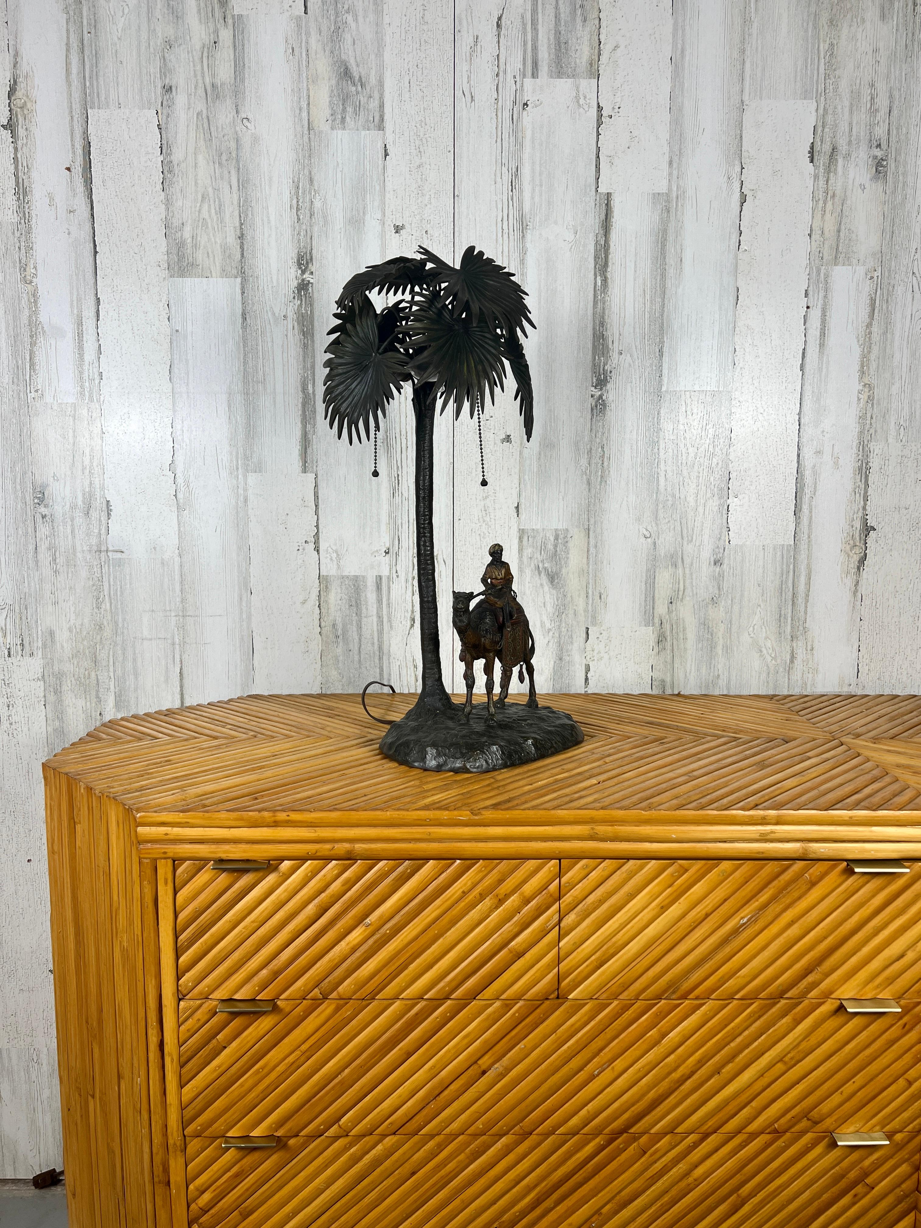 Austrian Cold Painted Bronze Orientalist Lamp Attributed to Bergman For Sale 3