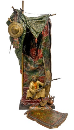 Austrian Cold Painted Bronze Orientalist Table Lamp by Franz Bergman