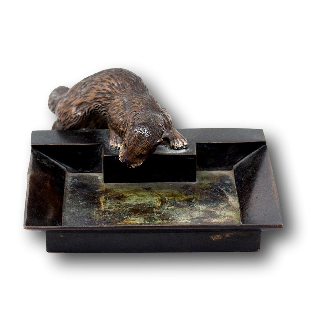 Victorian Austrian Cold Painted Bronze Otter Tray