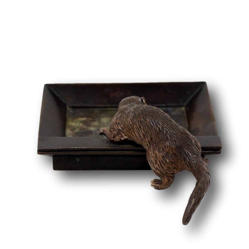 19th Century Austrian Cold Painted Bronze Otter Tray