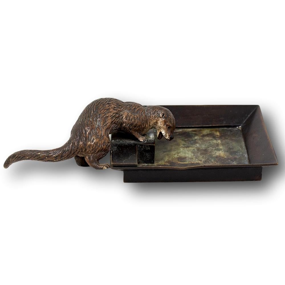 Austrian Cold Painted Bronze Otter Tray 1