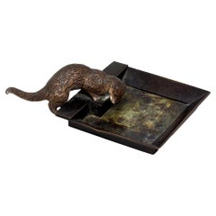 Antique Austrian Cold Painted Bronze Otter Tray