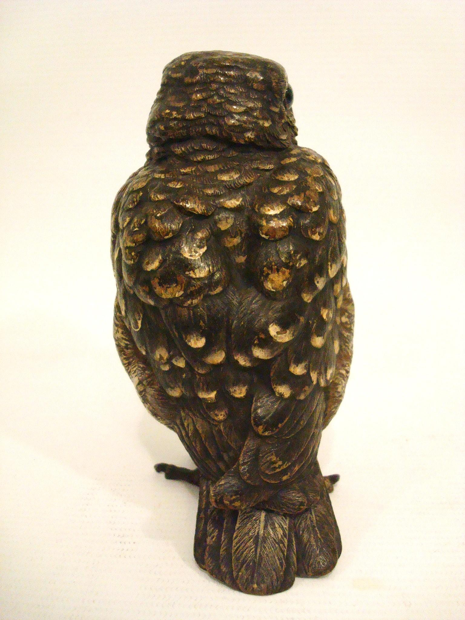 Scultura austriaca di gufo in bronzo dipinto a freddo. Bergmann 1900 In condizioni buone in vendita a Buenos Aires, Olivos