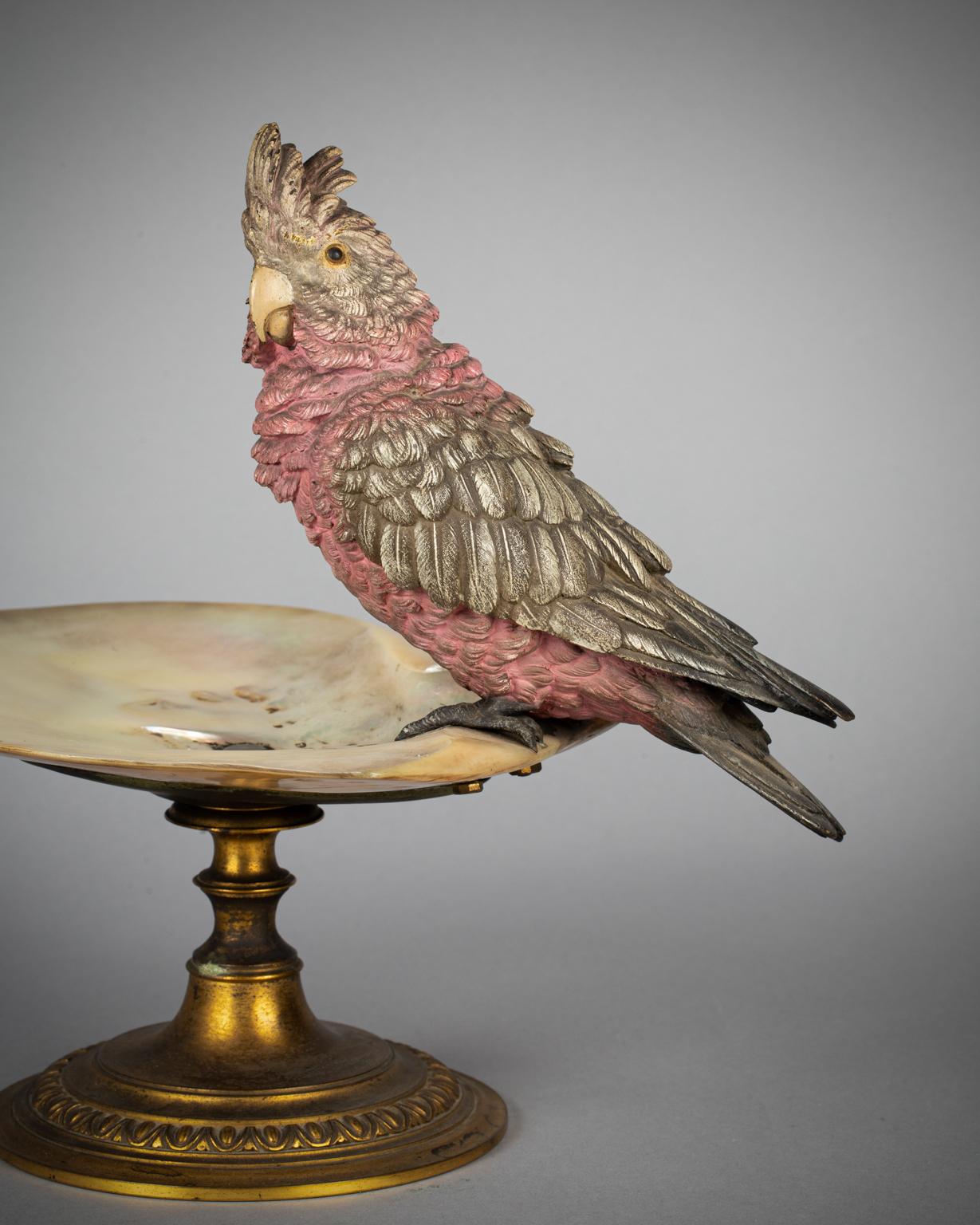 Austrian Cold Painted Bronze Parrot Vide Poche, circa 1890 In Good Condition For Sale In New York, NY