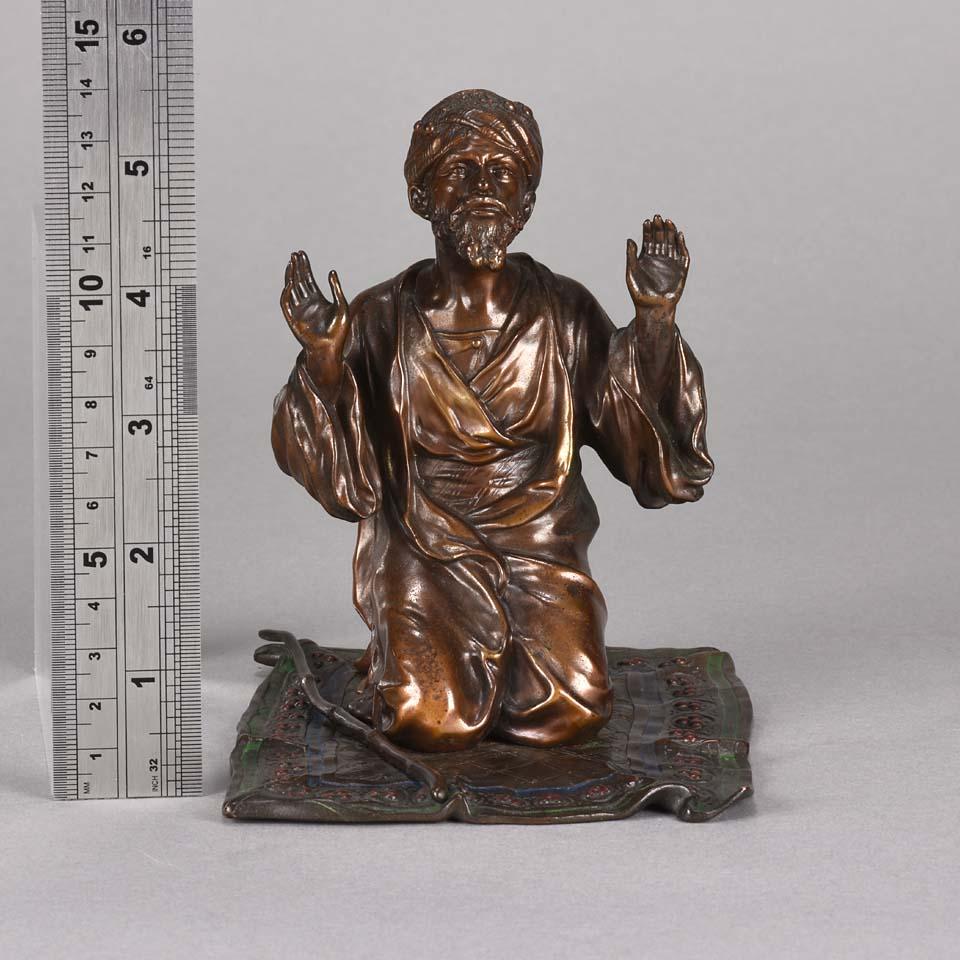 Austrian Cold Painted Bronze 'Praying Arab' by Franz Bergman 4