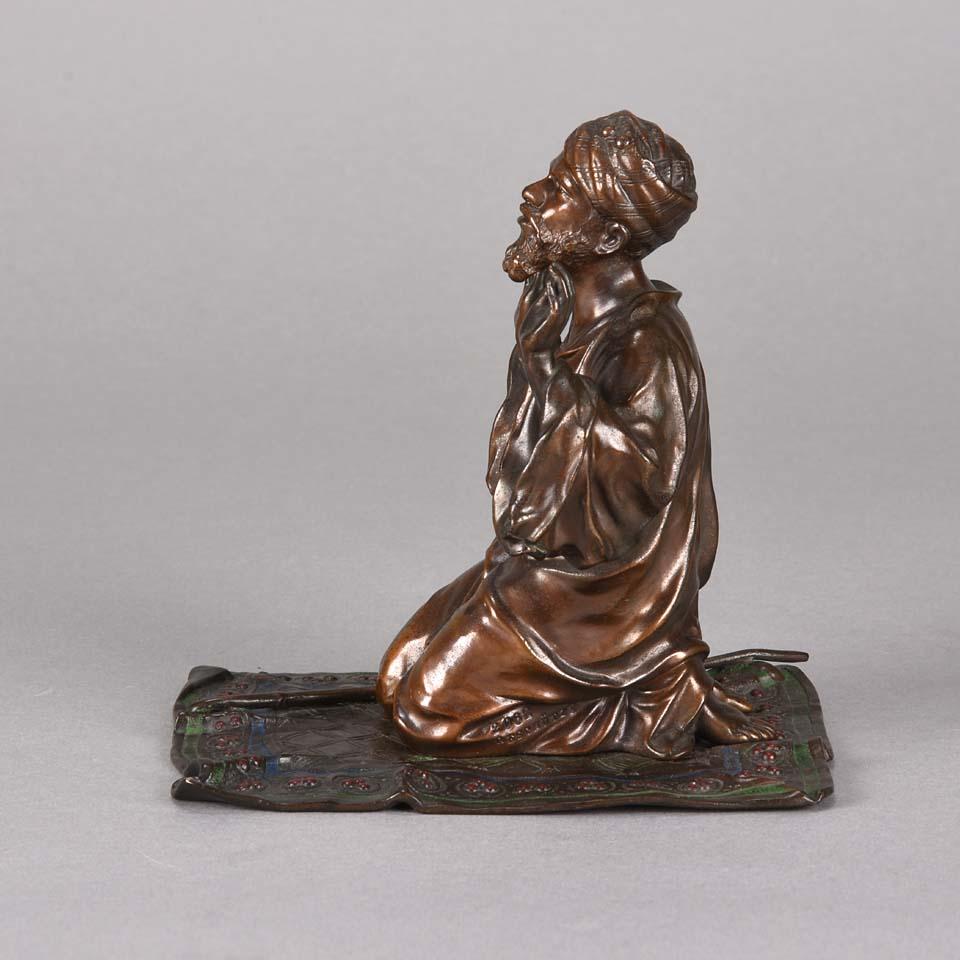 Other Austrian Cold Painted Bronze 'Praying Arab' by Franz Bergman