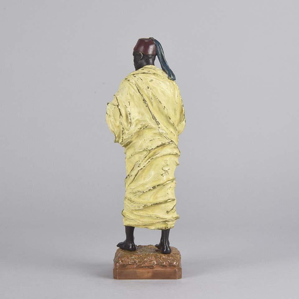 Cast Austrian Cold Painted Bronze 'Standing Arab Man' by Franz Bergman