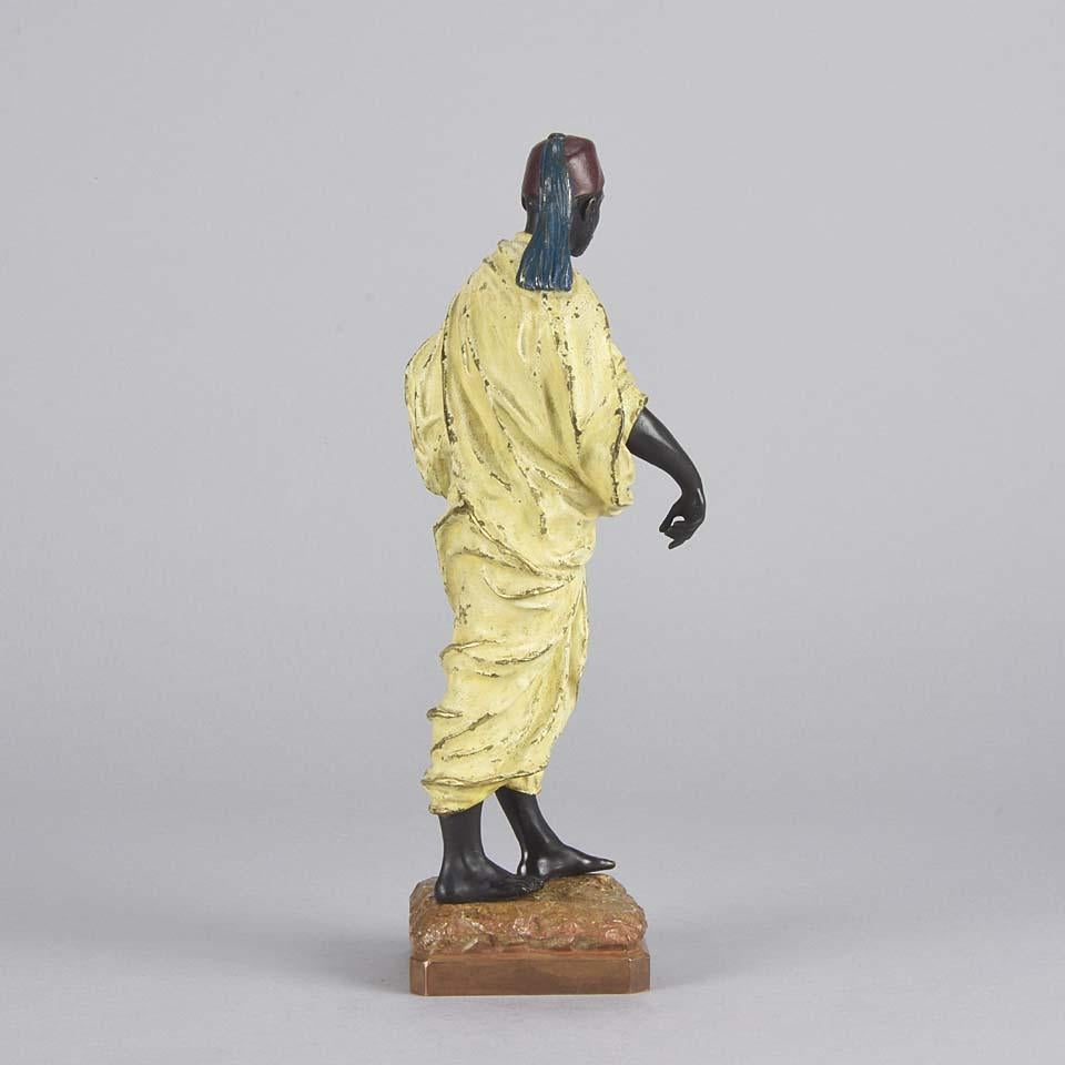 19th Century Austrian Cold Painted Bronze 'Standing Arab Man' by Franz Bergman