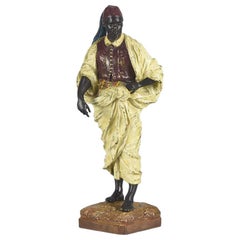 Austrian Cold Painted Bronze 'Standing Arab Man' by Franz Bergman