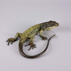 Austrian Cold Painted Bronze Study 'Lizard' by Franz Bergman