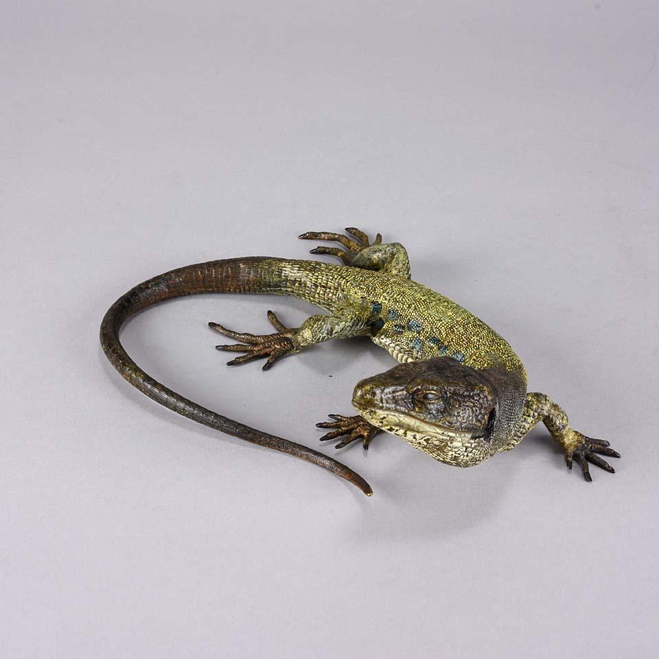 Other Austrian Cold Painted Bronze Study 'Lizard' by Franz Bergman