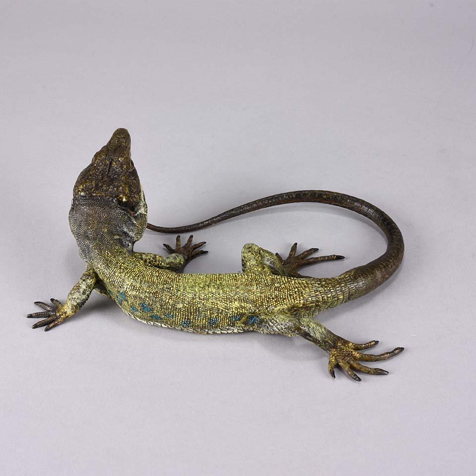 Early 20th Century Austrian Cold Painted Bronze Study 'Lizard' by Franz Bergman